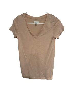 Nordstrom Light Pink Tencel V-Neck Short Sleeve Tee
